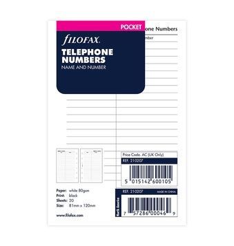 Бланки для органайзерівБланки телефони до органайзеру Filofax, Pocket, білі придбати в Dreamarium