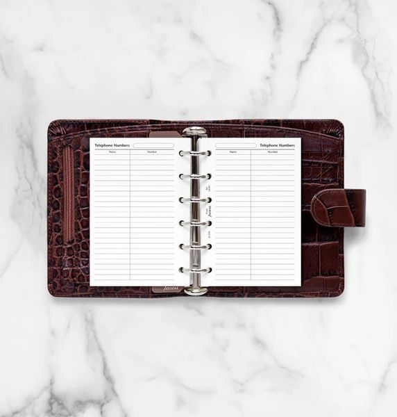 Бланки для органайзерівБланки телефони до органайзеру Filofax, Pocket, білі придбати в Dreamarium