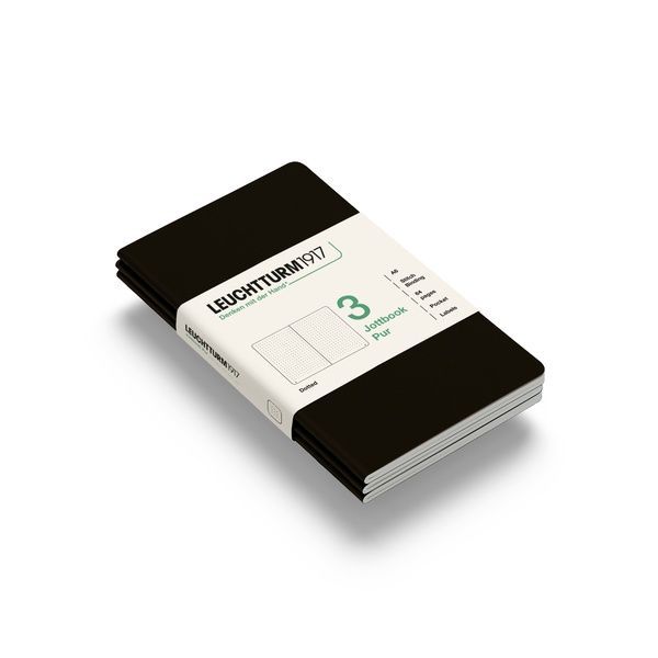 БлокнотиБлокнот Leuchtturm1917, Jottbook Pur, Pocket, Black, 3 шт, крапка придбати в Dreamarium