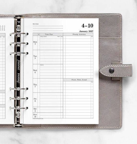 Бланки для органайзерівБланки Time Management Огляд тижня, A5, англ., 2027 рік придбати в Dreamarium