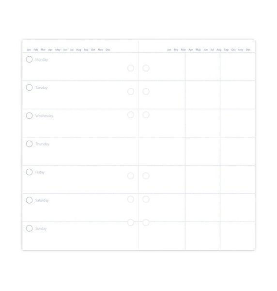 Бланки для органайзерівНедатовані бланки тиждень на розвороті Filofax, Personal, (Clipbook), білі придбати в Dreamarium