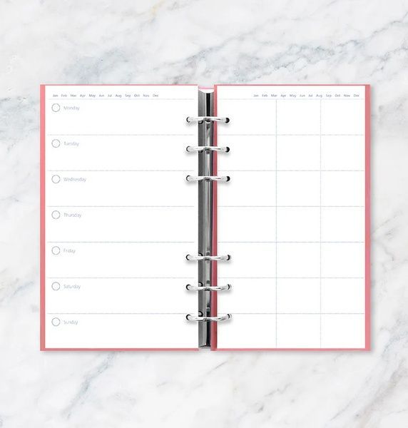 Бланки для органайзерівНедатовані бланки тиждень на розвороті Filofax, Personal, (Clipbook), білі придбати в Dreamarium