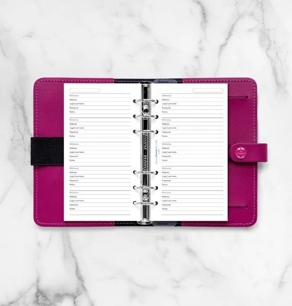Бланки для органайзерівБланки Паролі Filofax, Personal, white придбати в Dreamarium